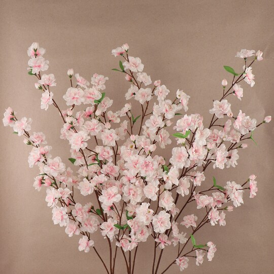 Floral Home; 6-Pack Pink Silk Cherry Blossom Stems — Lifelike Faux Blooms for Wedding Arches, Tall Floor Vases, Centerpieces & Spring Mantel Decor | Floral Home; Category:Stems; Image:1